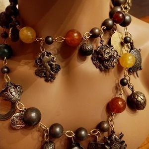 Vintage-Inspired Ornate Charm Bracelet with Colorful Beads